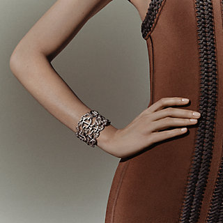 Chaine d'ancre Enchainee cuff bracelet, very large model | Hermès